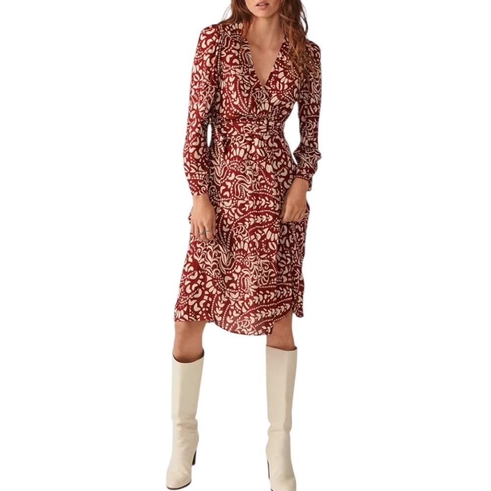 Ba&Sh Kodile Wrap Dress Terracotta Women's Small